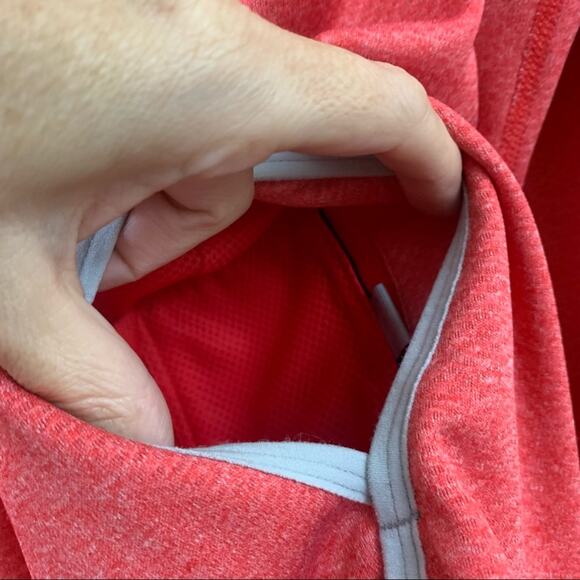 Nike Dri-Fit Red Zip-Up Jacket Gray Trim Detail - Picture 5 of 12